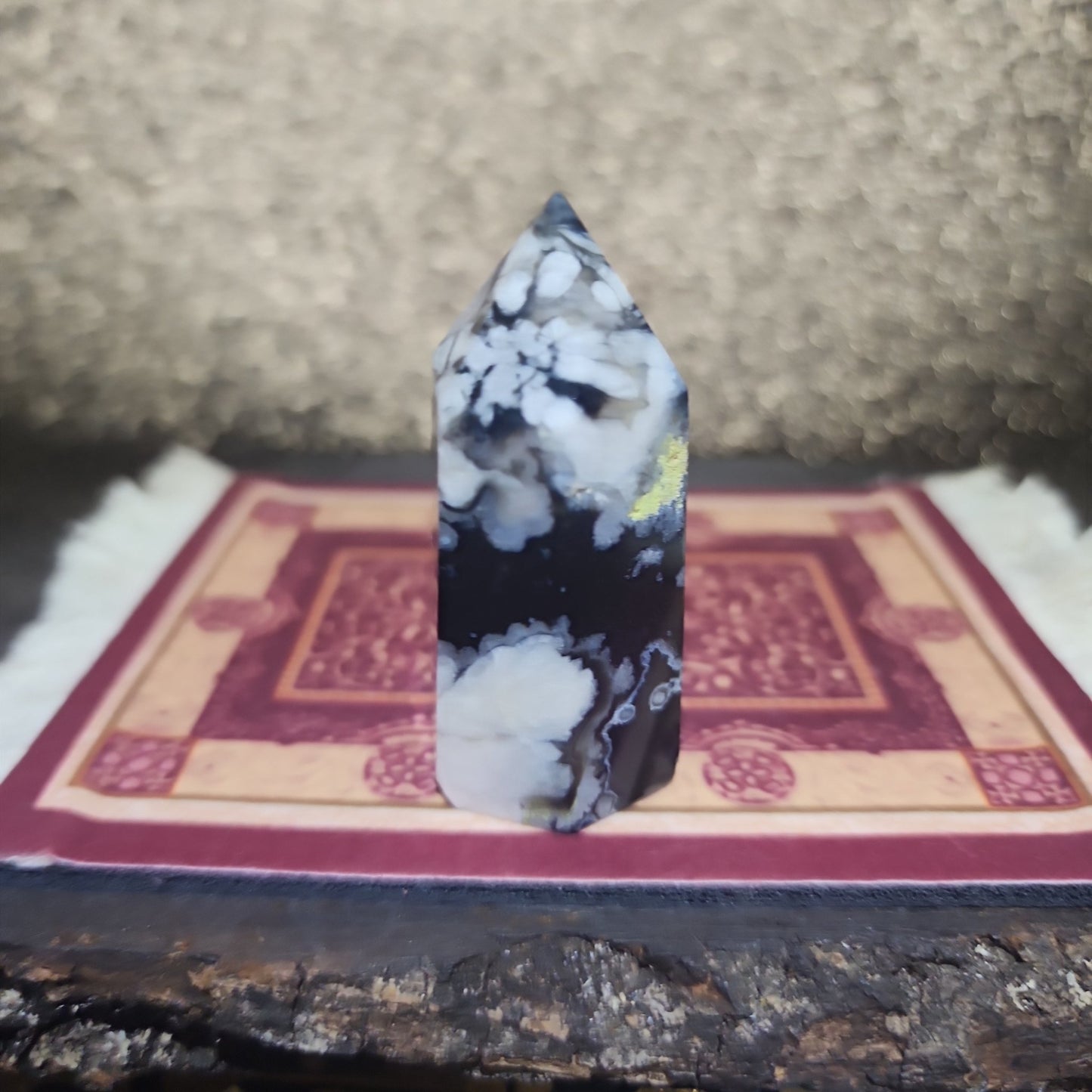 Black Flower Agate Tower - MagicBox Crystals
