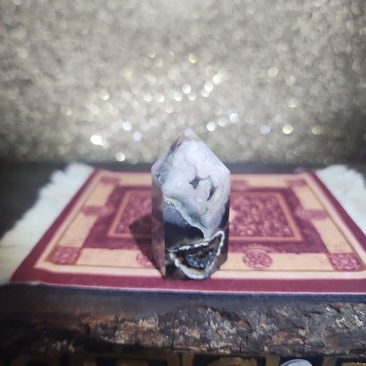 Black Flower Agate Tower - MagicBox Crystals