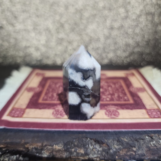 Black Flower Agate Tower - MagicBox Crystals