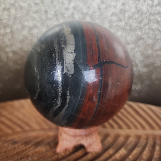 Bloodstone Sphere with Pyrite - MagicBox Crystals