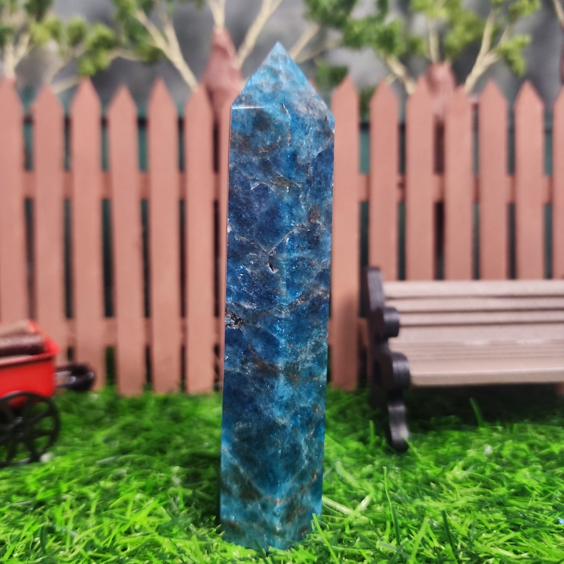 Blue Apatite Tower - MagicBox Crystals