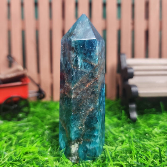 Blue Apatite Tower - MagicBox Crystals