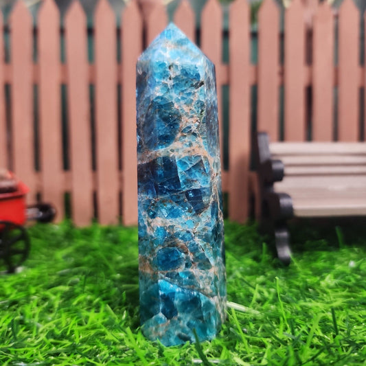 Blue Apatite Tower - MagicBox Crystals