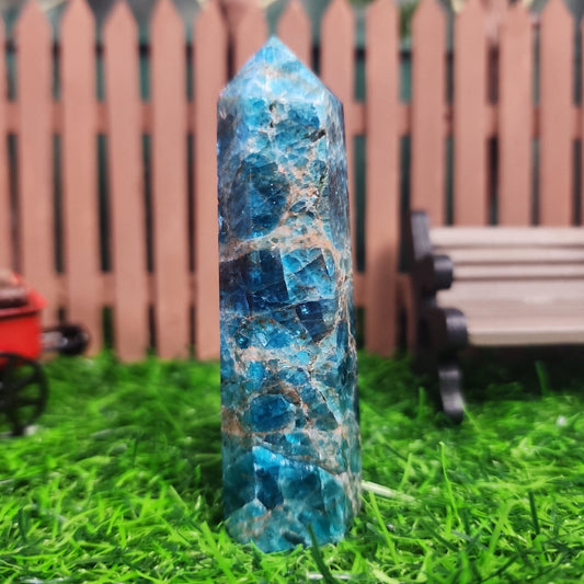 Blue Apatite Tower - MagicBox Crystals