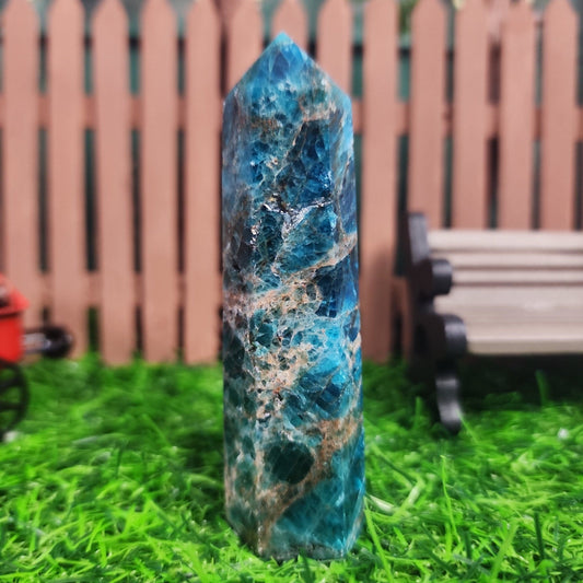 Blue Apatite Tower - MagicBox Crystals