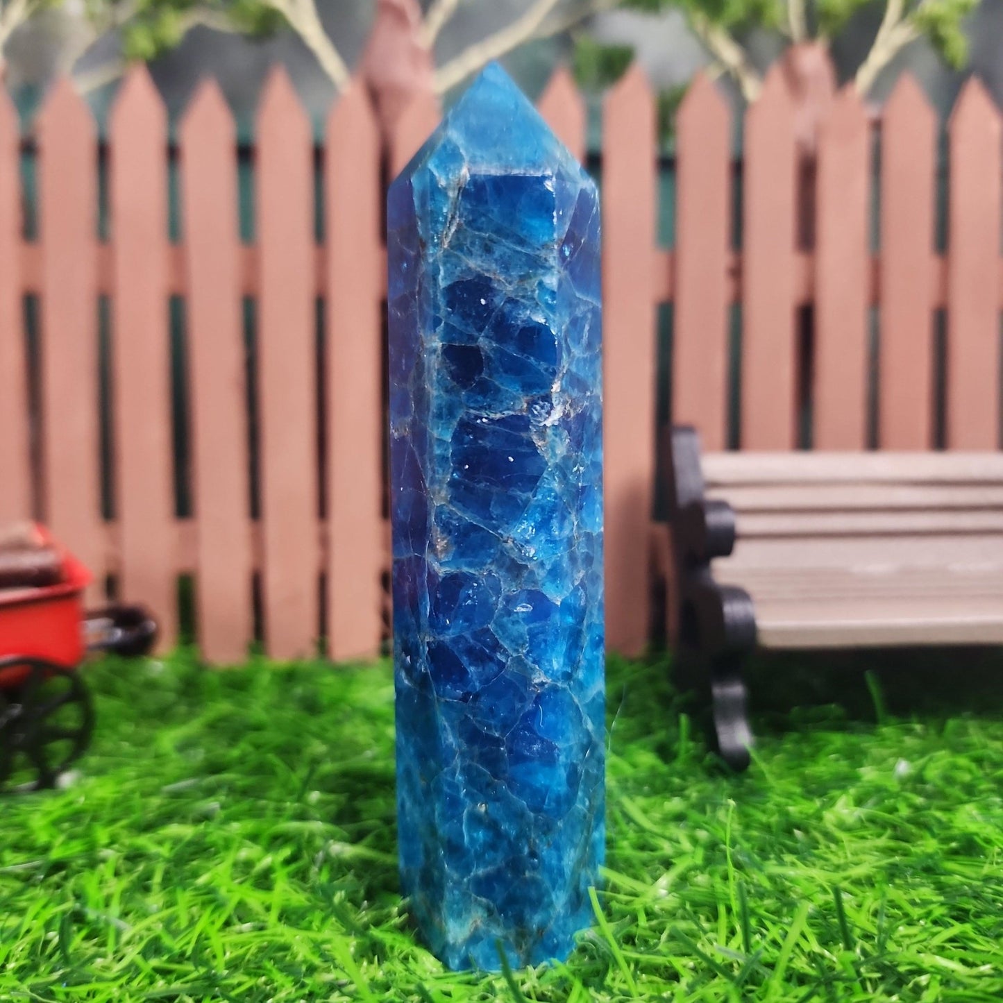 Blue Apatite Tower - MagicBox Crystals