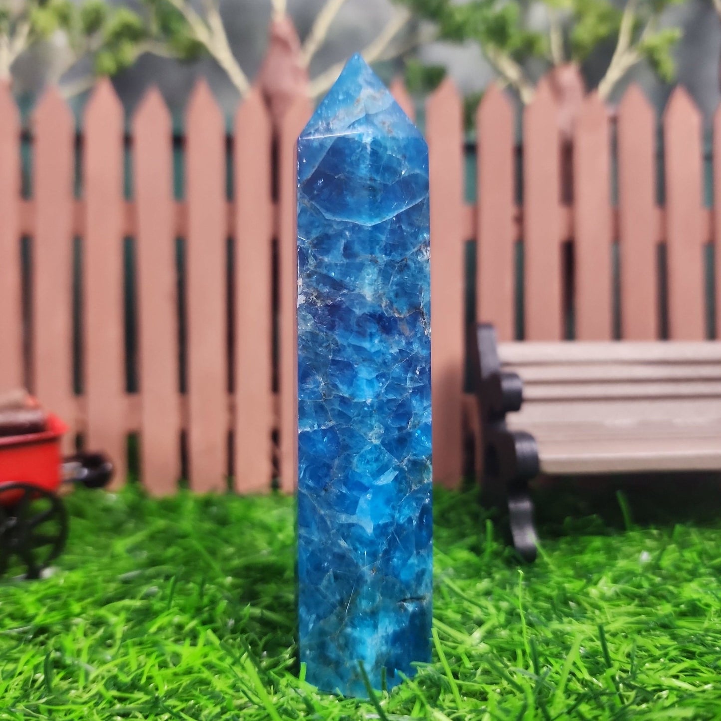 Blue Apatite Tower - MagicBox Crystals