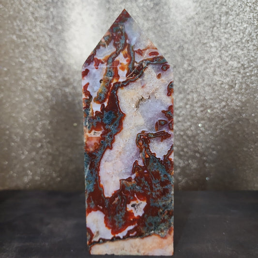 Carnelian Moss Agate Tower - MagicBox Crystals