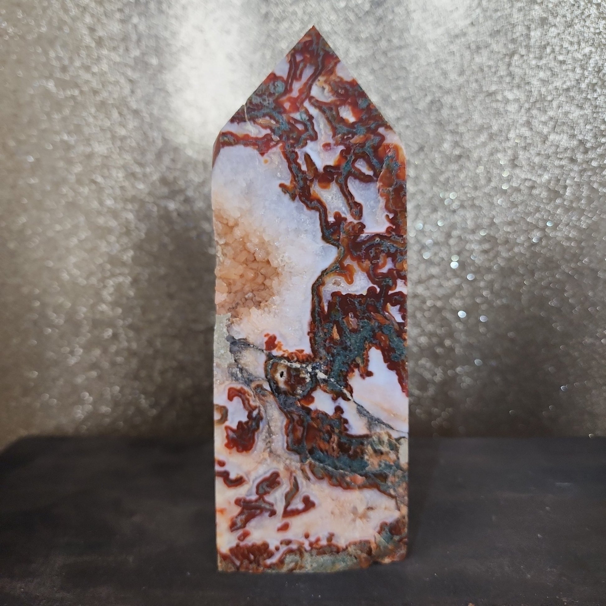 Carnelian Moss Agate Tower - MagicBox Crystals