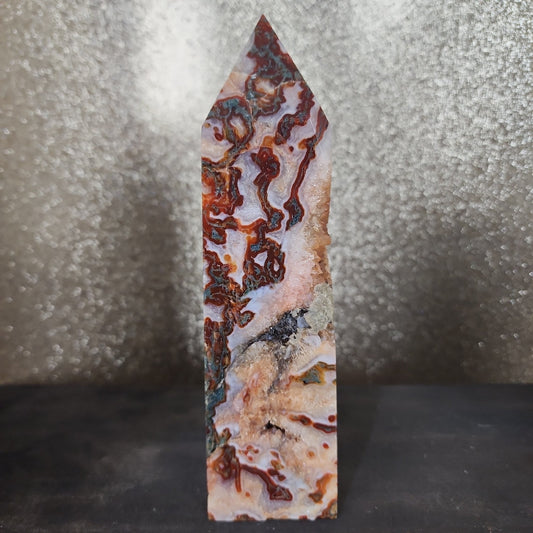 Carnelian Moss Agate Tower - MagicBox Crystals