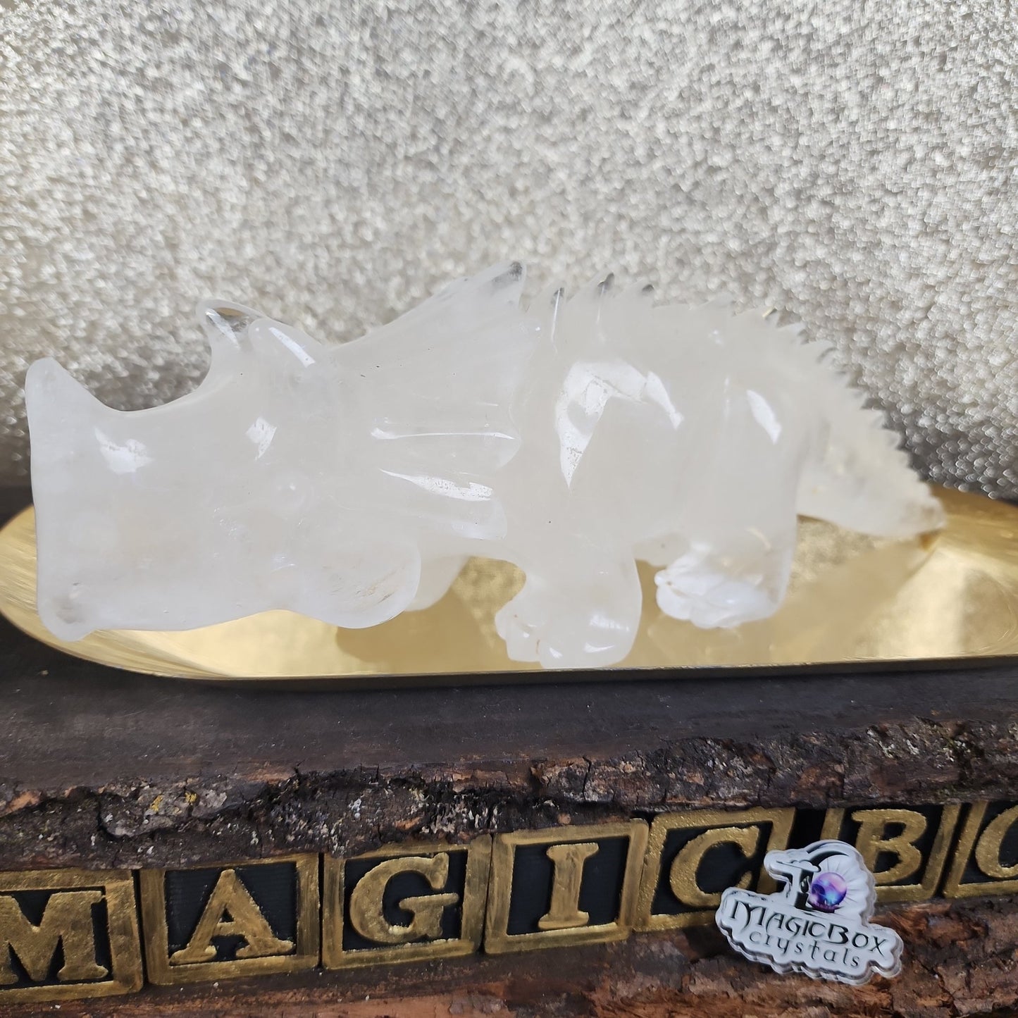 Clear Quartz Triceratops Dinosaur - MagicBox Crystals