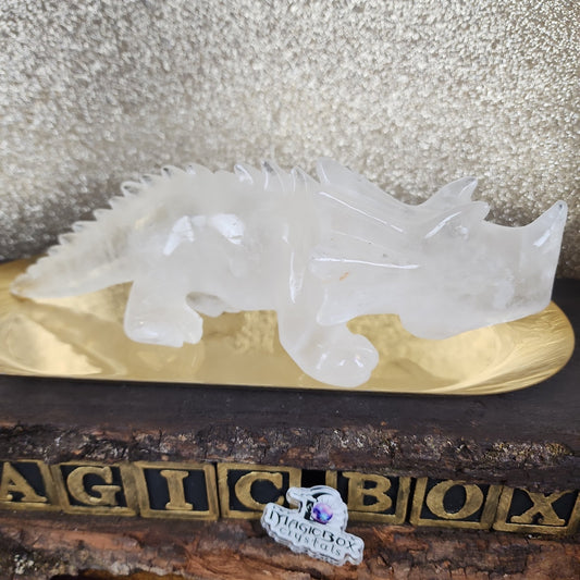 Clear Quartz Triceratops Dinosaur - MagicBox Crystals