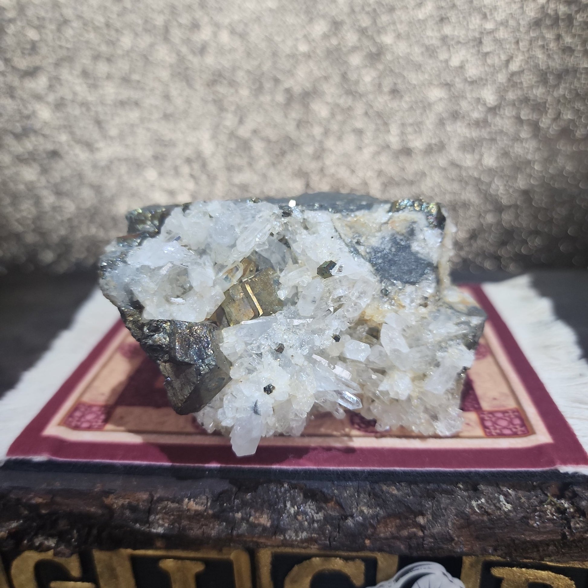 Clear Quartz w/ Pyrite Specimen - MagicBox Crystals