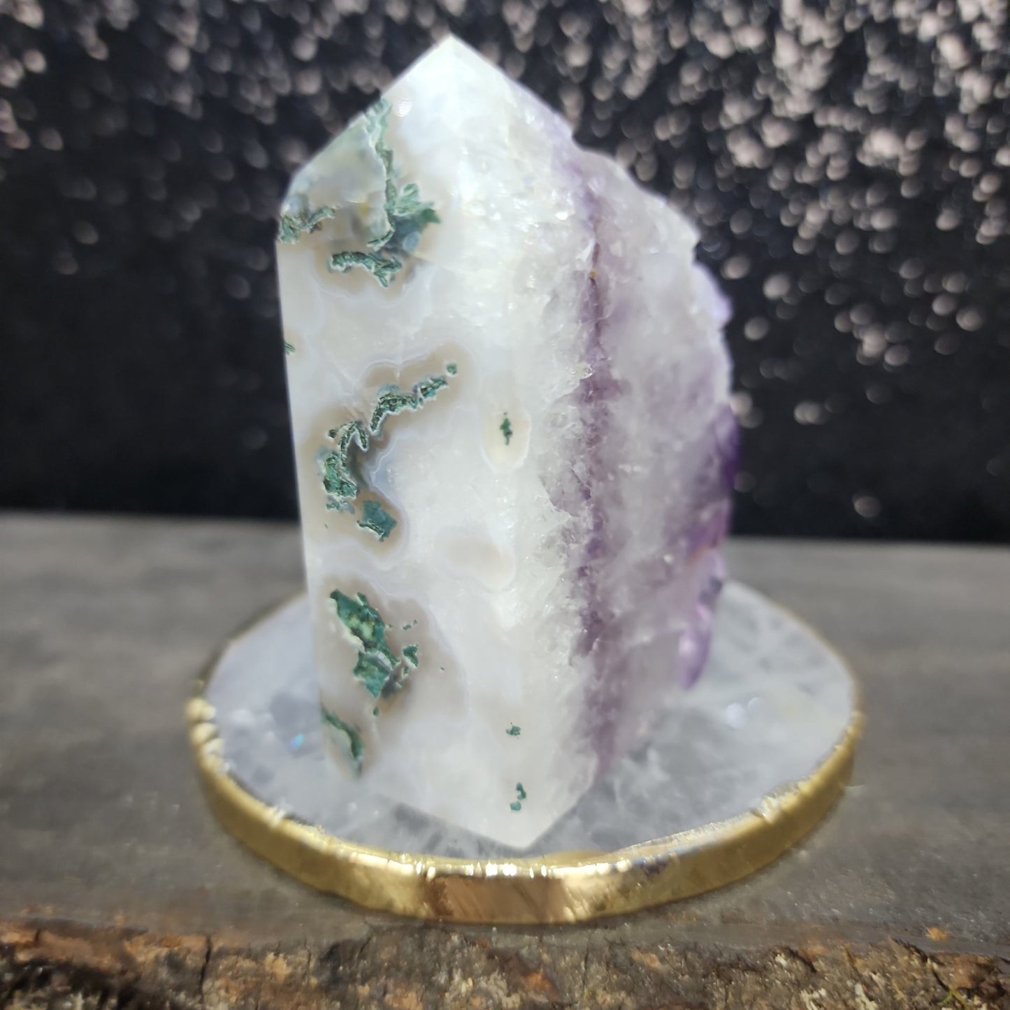 Green Moss Agate Amethyst Tower - MagicBox Crystals