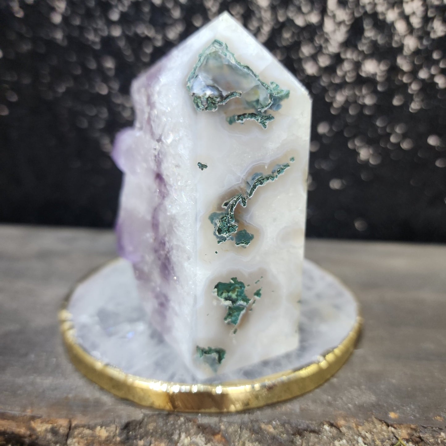 Green Moss Agate Amethyst Tower - MagicBox Crystals
