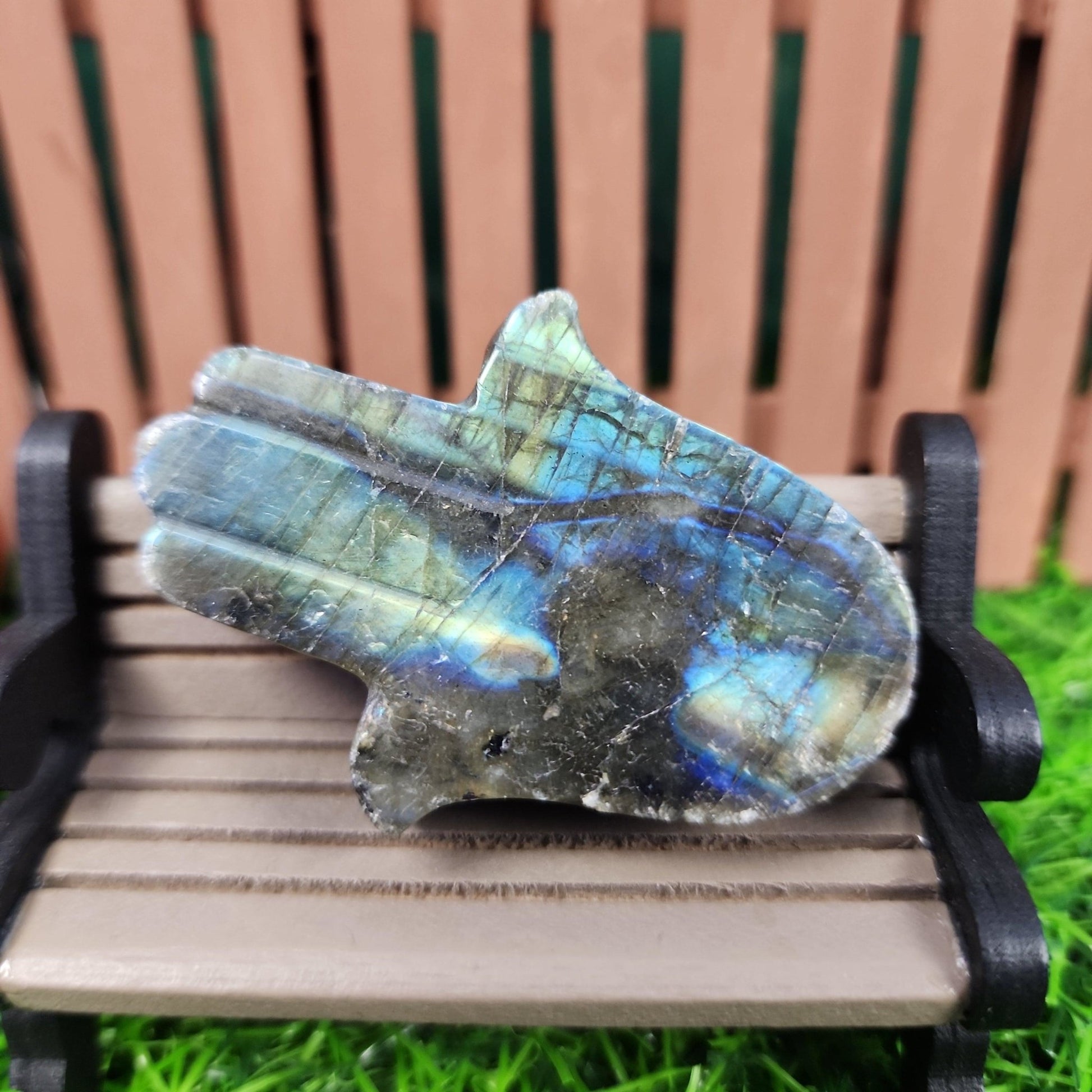 Labradorite Hamsa Hand Carving - MagicBox Crystals