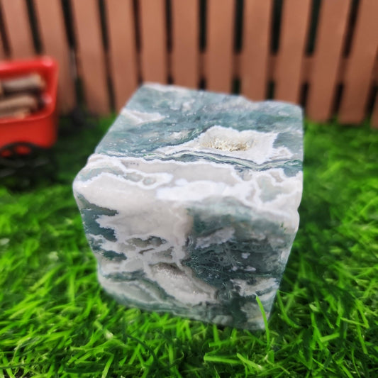 Moss Agate Cube - MagicBox Crystals