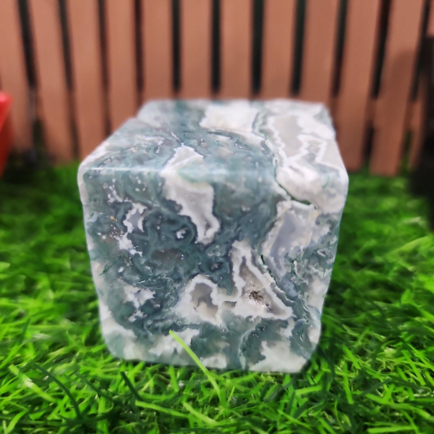 Moss Agate Cube - MagicBox Crystals