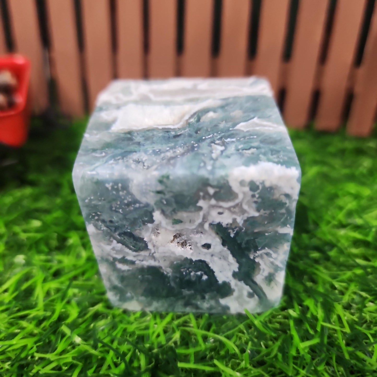 Moss Agate Cube - MagicBox Crystals