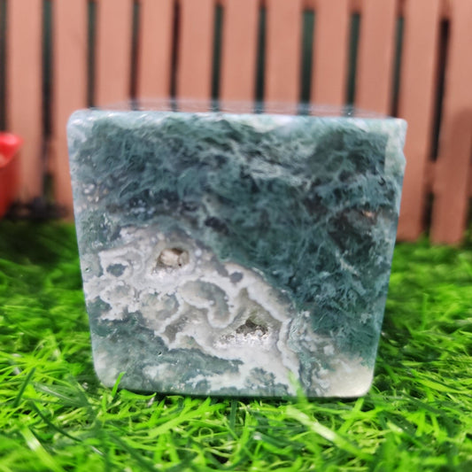Moss Agate Cube - MagicBox Crystals