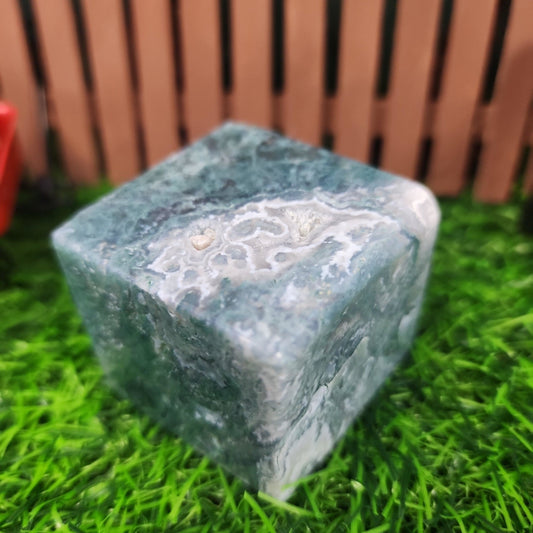 Moss Agate Cube - MagicBox Crystals