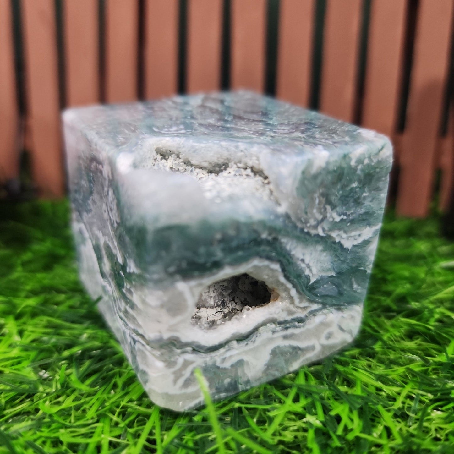 Moss Agate Cube - MagicBox Crystals