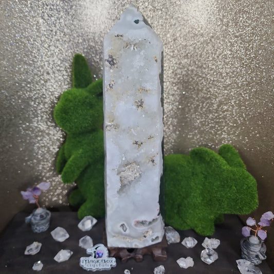 Moss Agate Druzy Tower - MagicBox Crystals