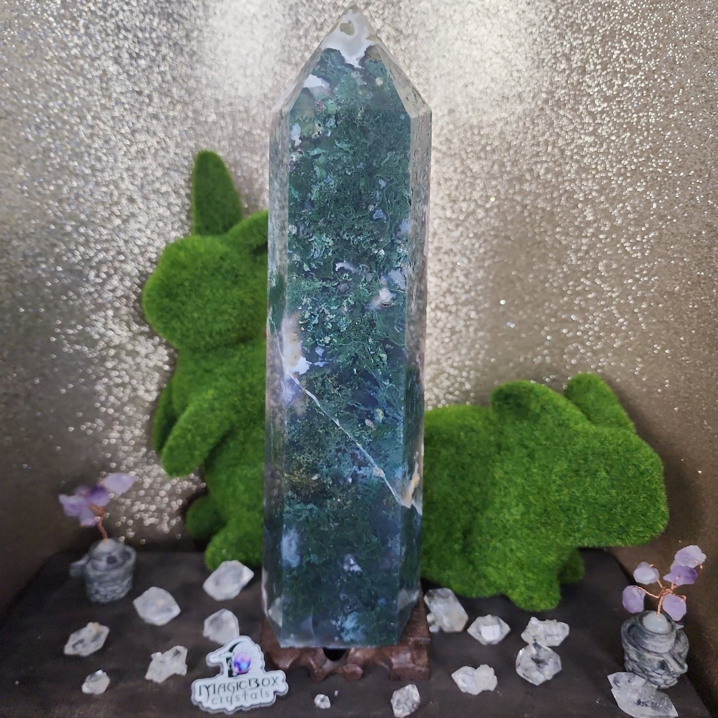 Moss Agate Druzy Tower - MagicBox Crystals