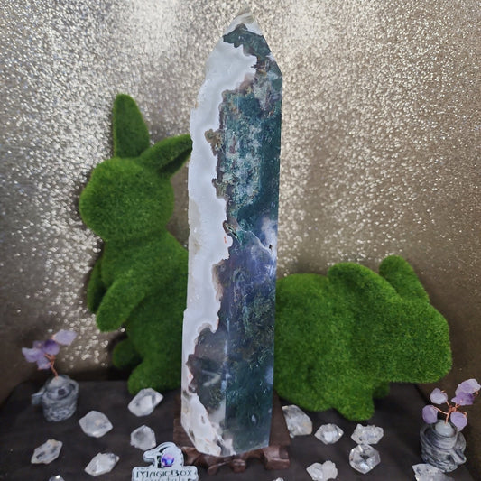 Moss Agate Druzy Tower - MagicBox Crystals