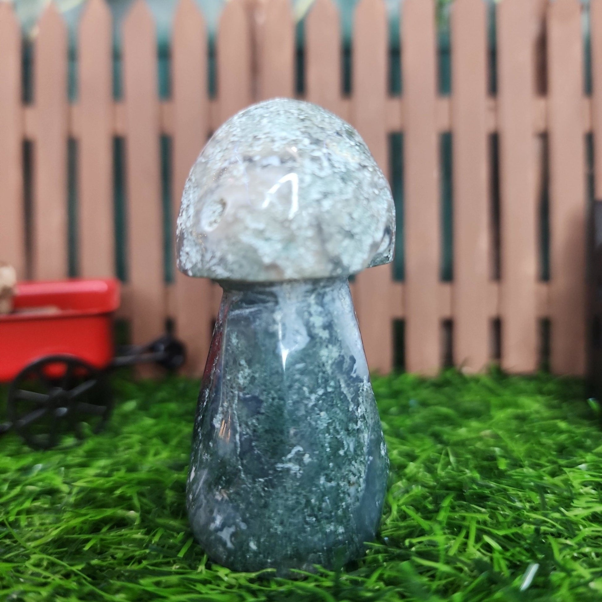 Moss Agate Mushroom - MagicBox Crystals