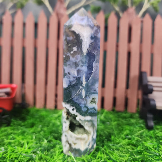 Moss Agate Tower - MagicBox Crystals