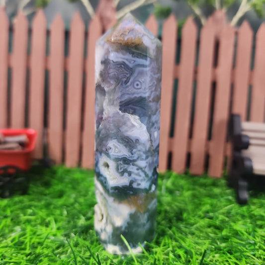 Moss Agate Tower - MagicBox Crystals