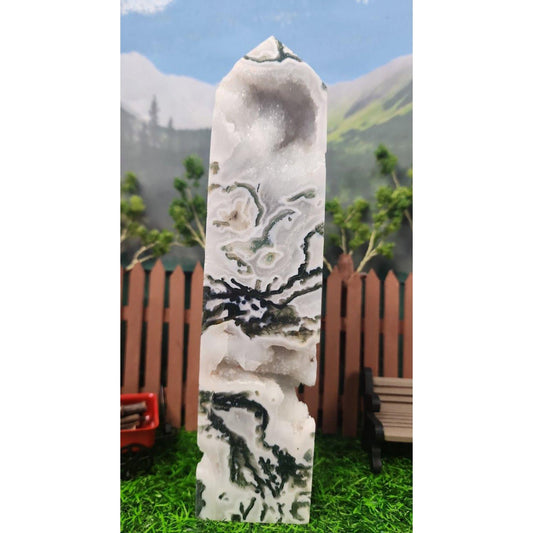Moss Agate Tower - MagicBox Crystals