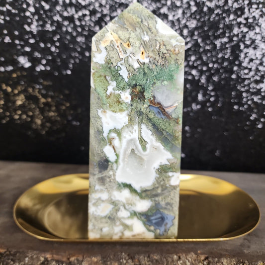 Moss Agate Tower - MagicBox Crystals