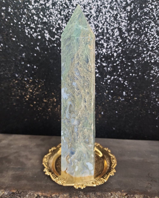 Moss Agate Tower - MagicBox Crystals