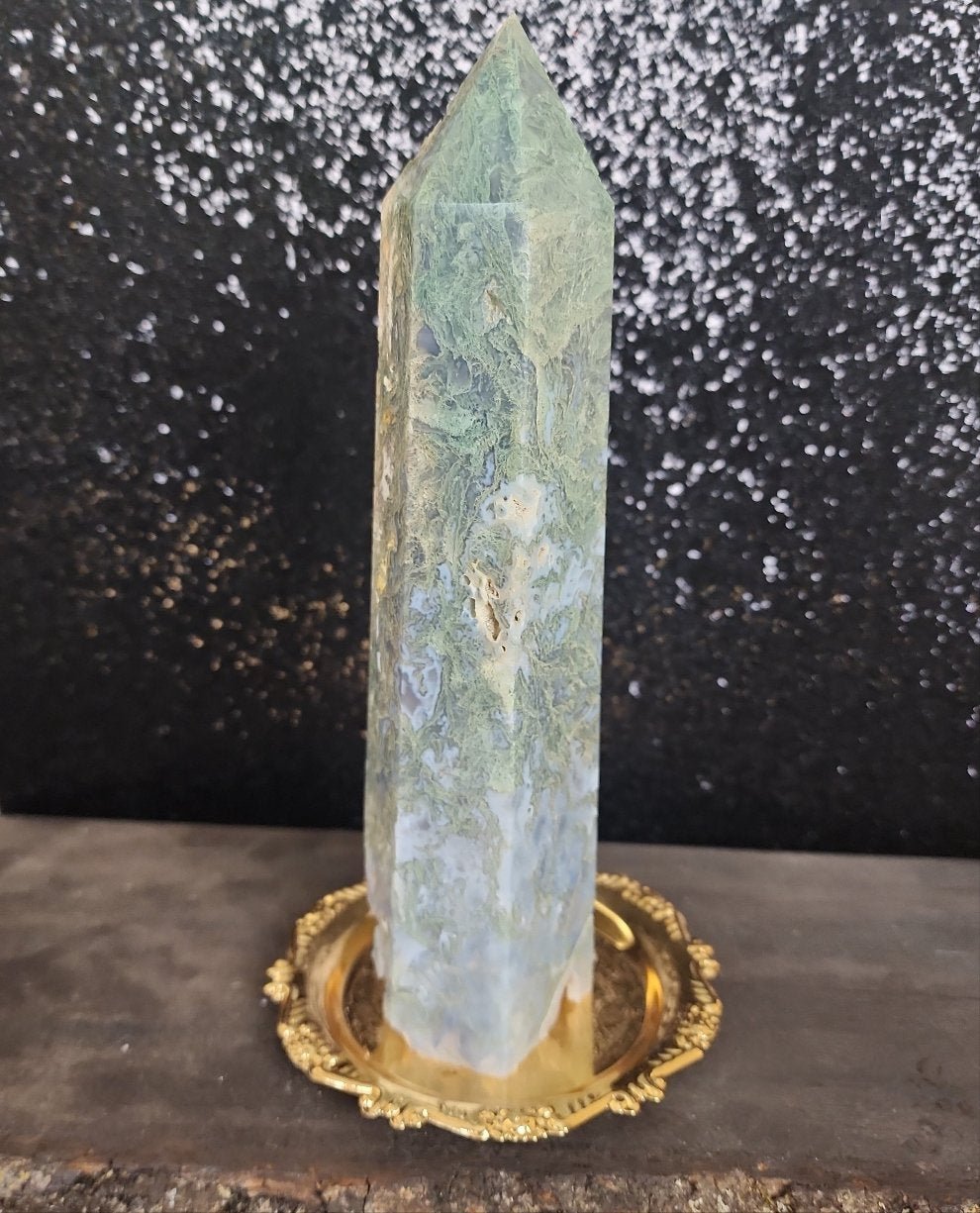 Moss Agate Tower - MagicBox Crystals