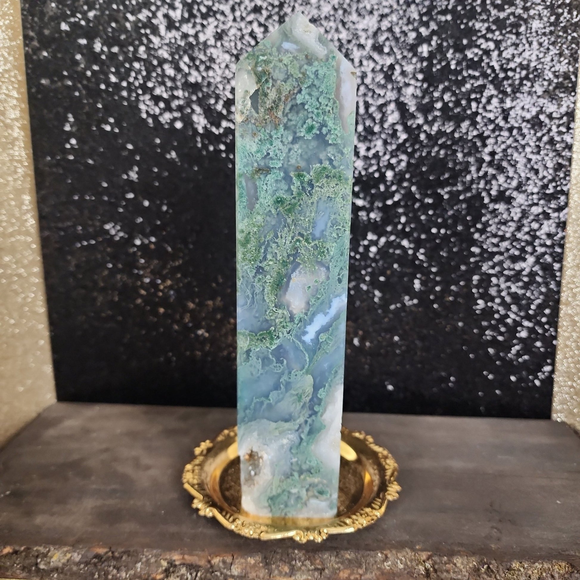 Moss Agate Tower - MagicBox Crystals