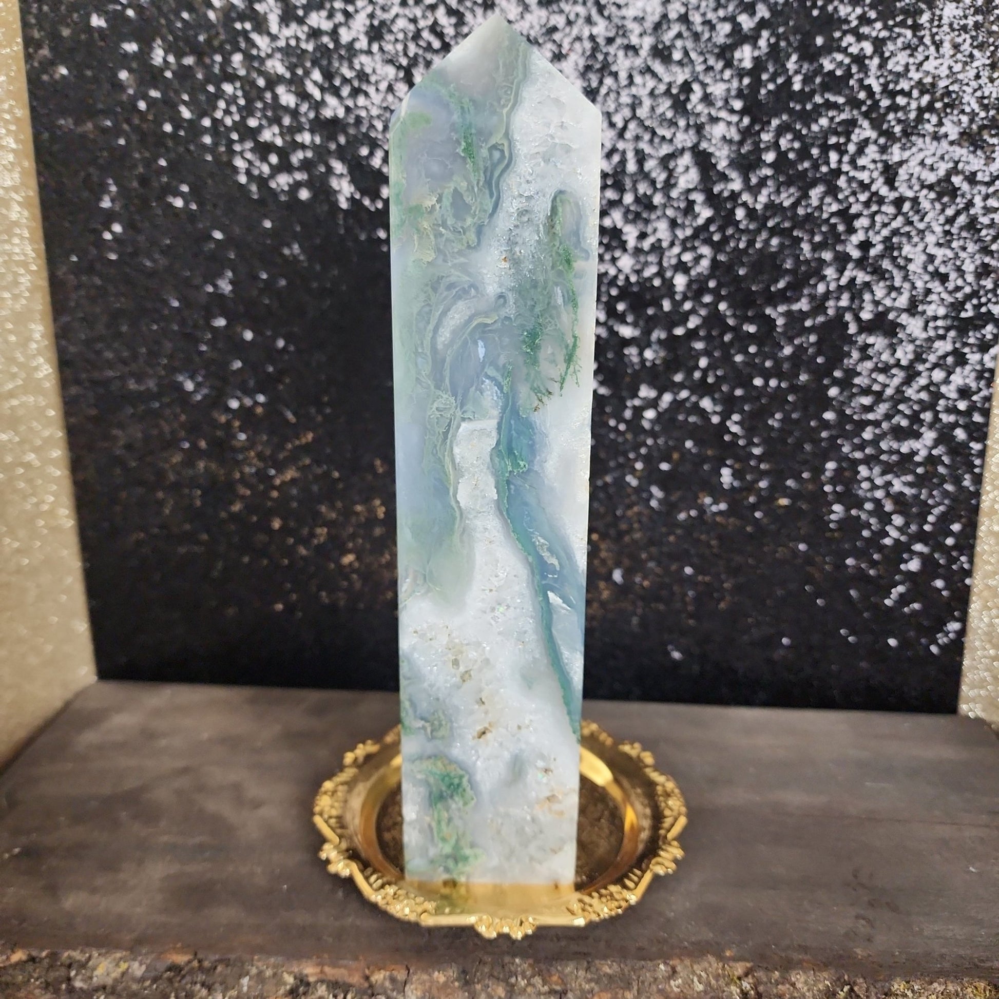 Moss Agate Tower - MagicBox Crystals