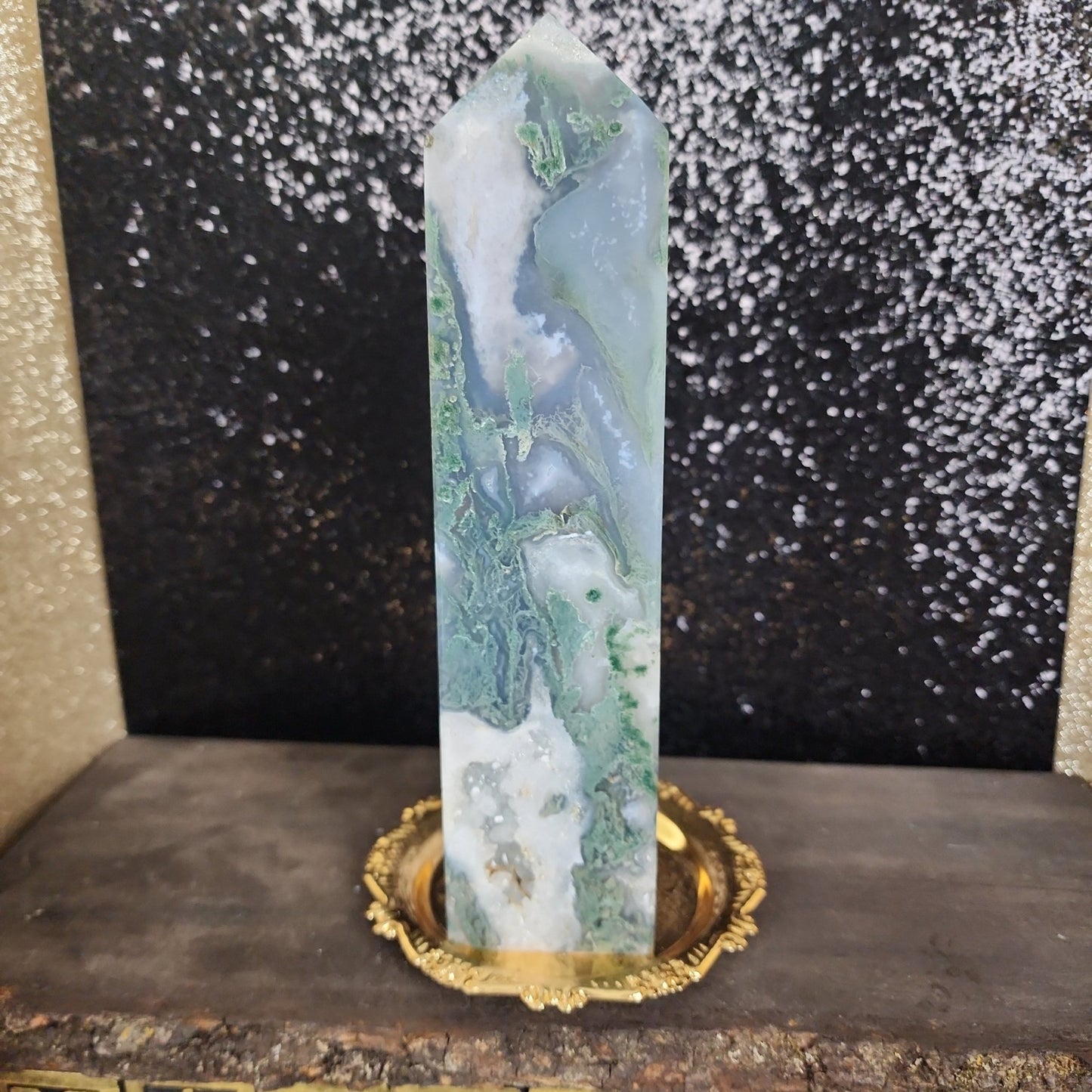 Moss Agate Tower - MagicBox Crystals