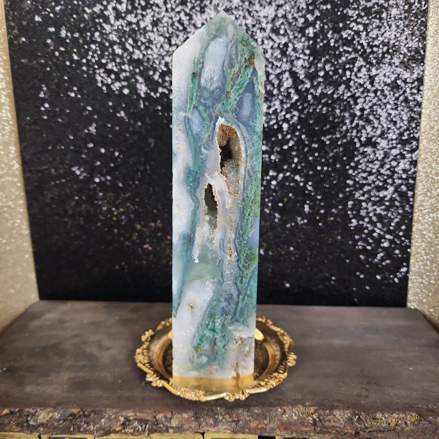 Moss Agate Tower - MagicBox Crystals