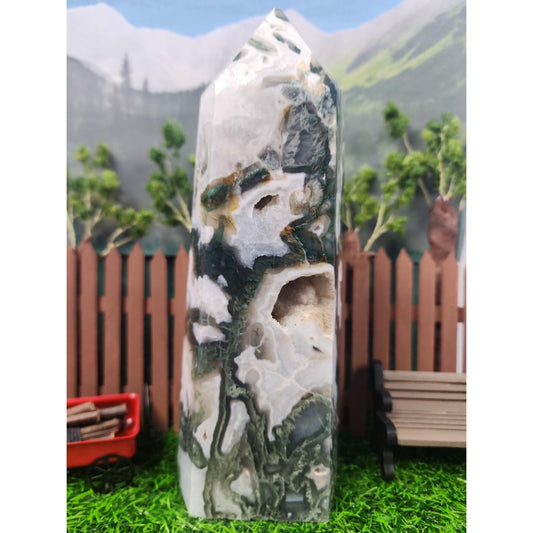 Moss Agate Tower - MagicBox Crystals