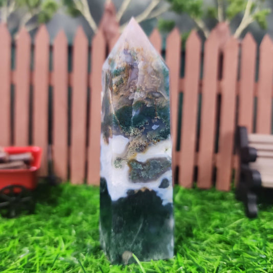 Moss Agate Tower - MagicBox Crystals