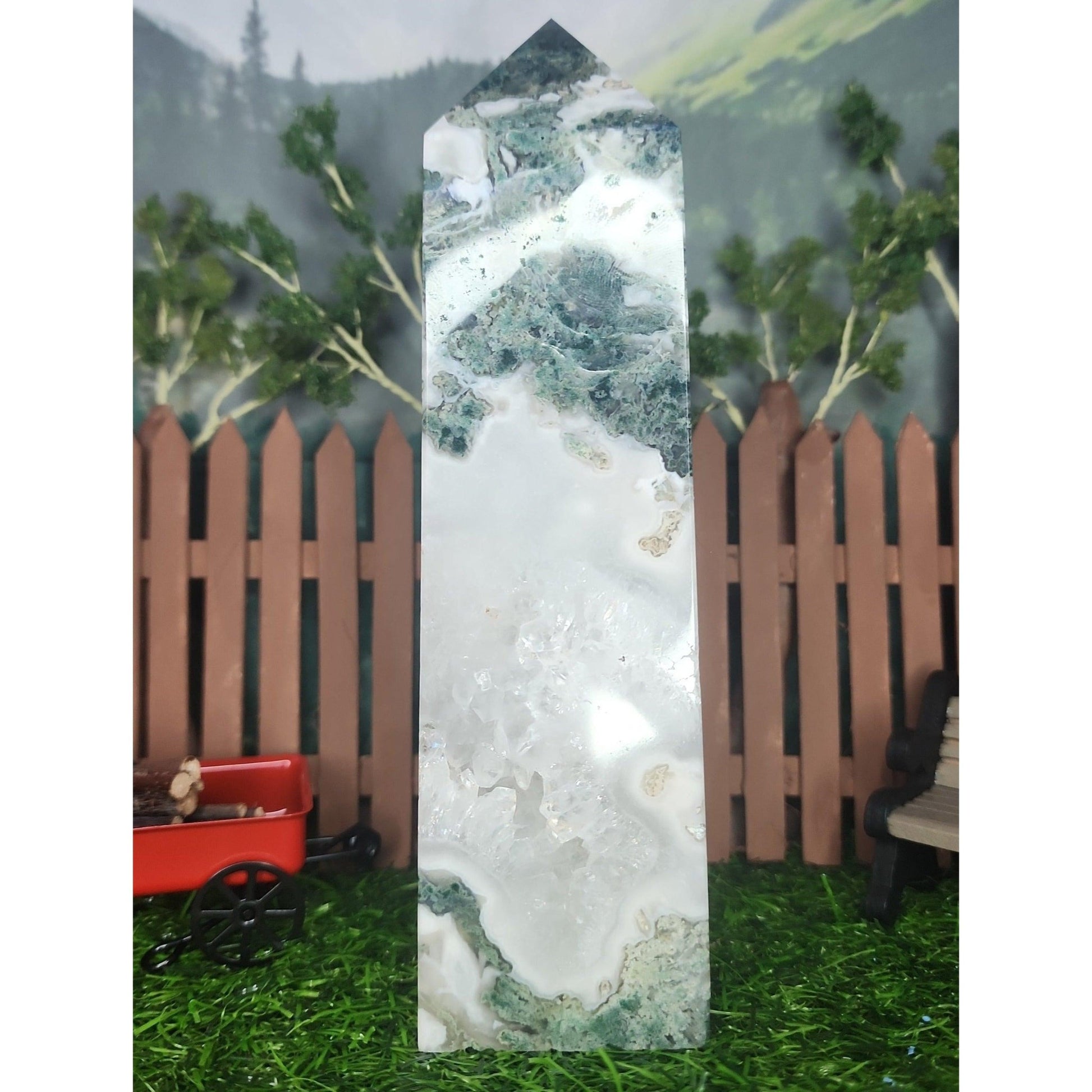 Moss Agate Tower - MagicBox Crystals