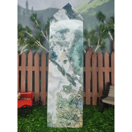 Moss Agate Tower - MagicBox Crystals