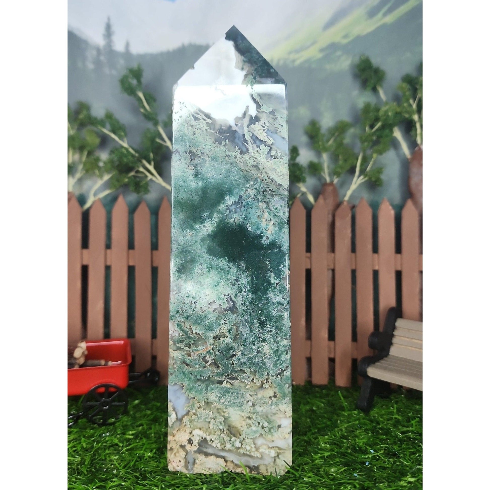 Moss Agate Tower - MagicBox Crystals