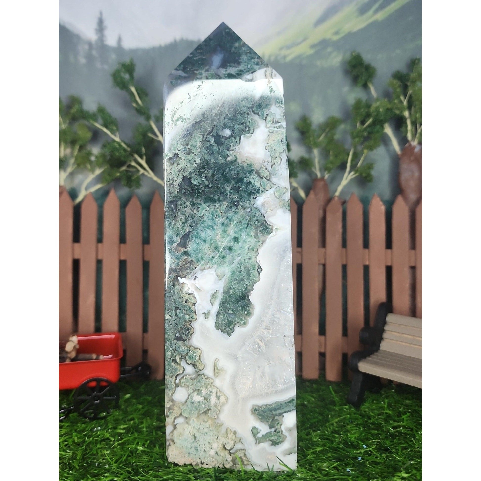 Moss Agate Tower - MagicBox Crystals