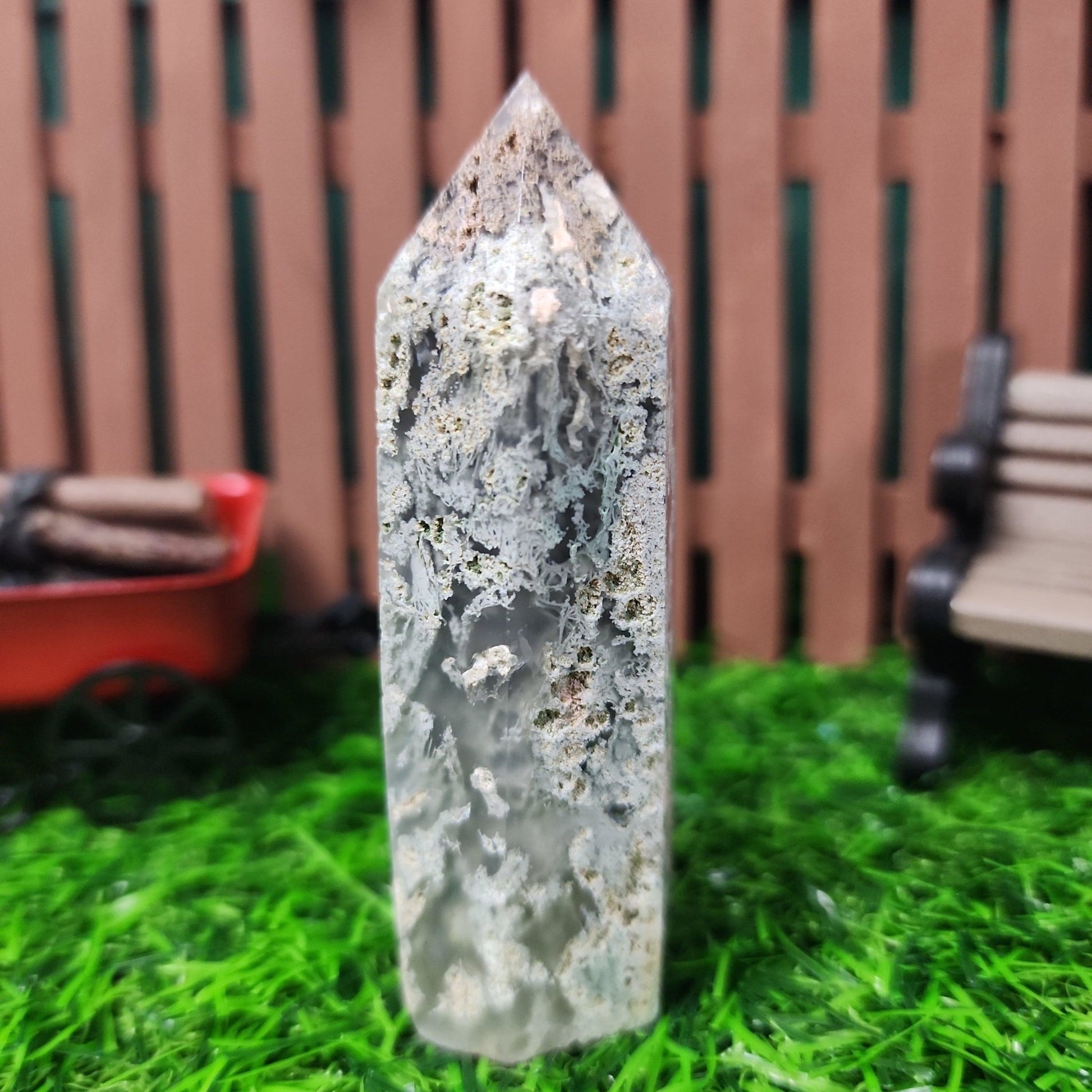 Moss Agate Tower - MagicBox Crystals